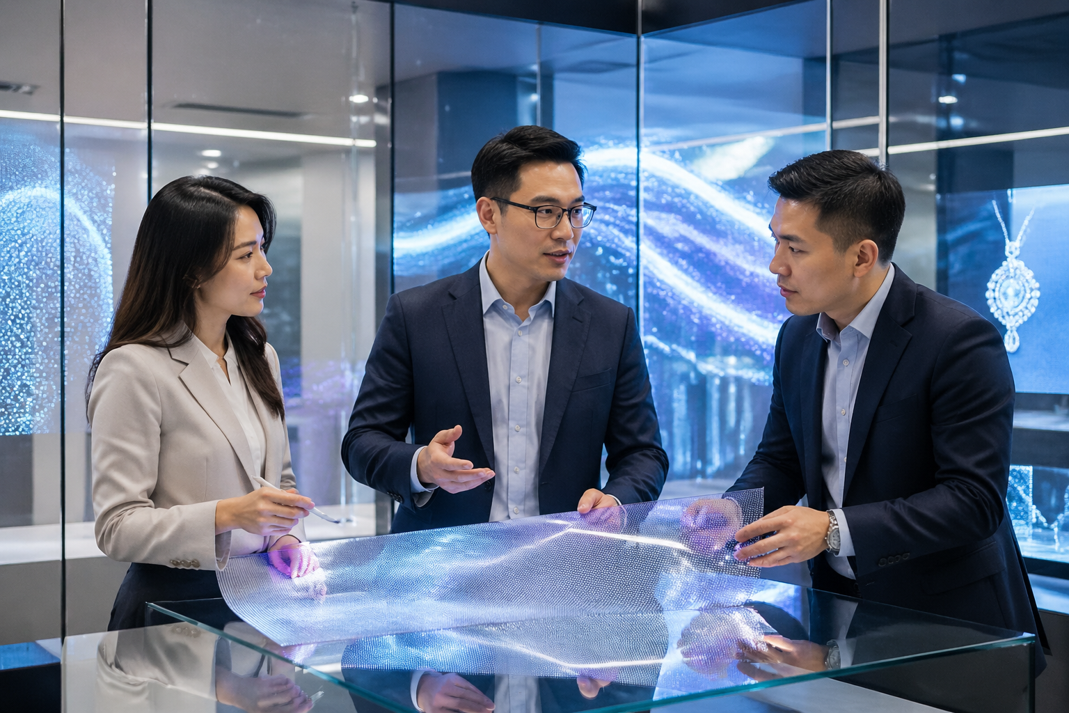 深圳LED晶膜屏方案沟通与厂家咨询场景图